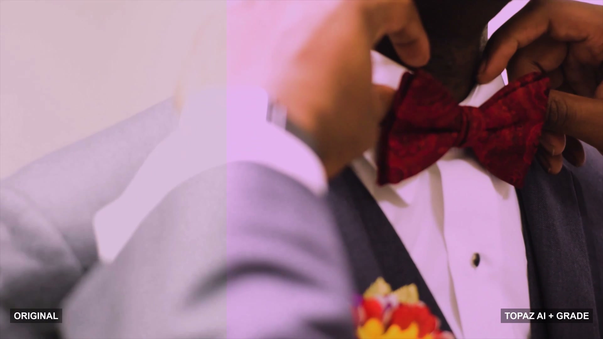 Original-to-upscale wedding footage split reveal by BigRichVisuals